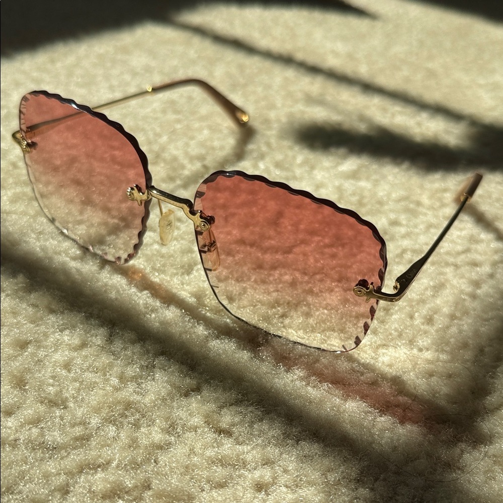 Chloe Gold Tone / Pink Gradient CE161 Oversized Rosie Sunglasses